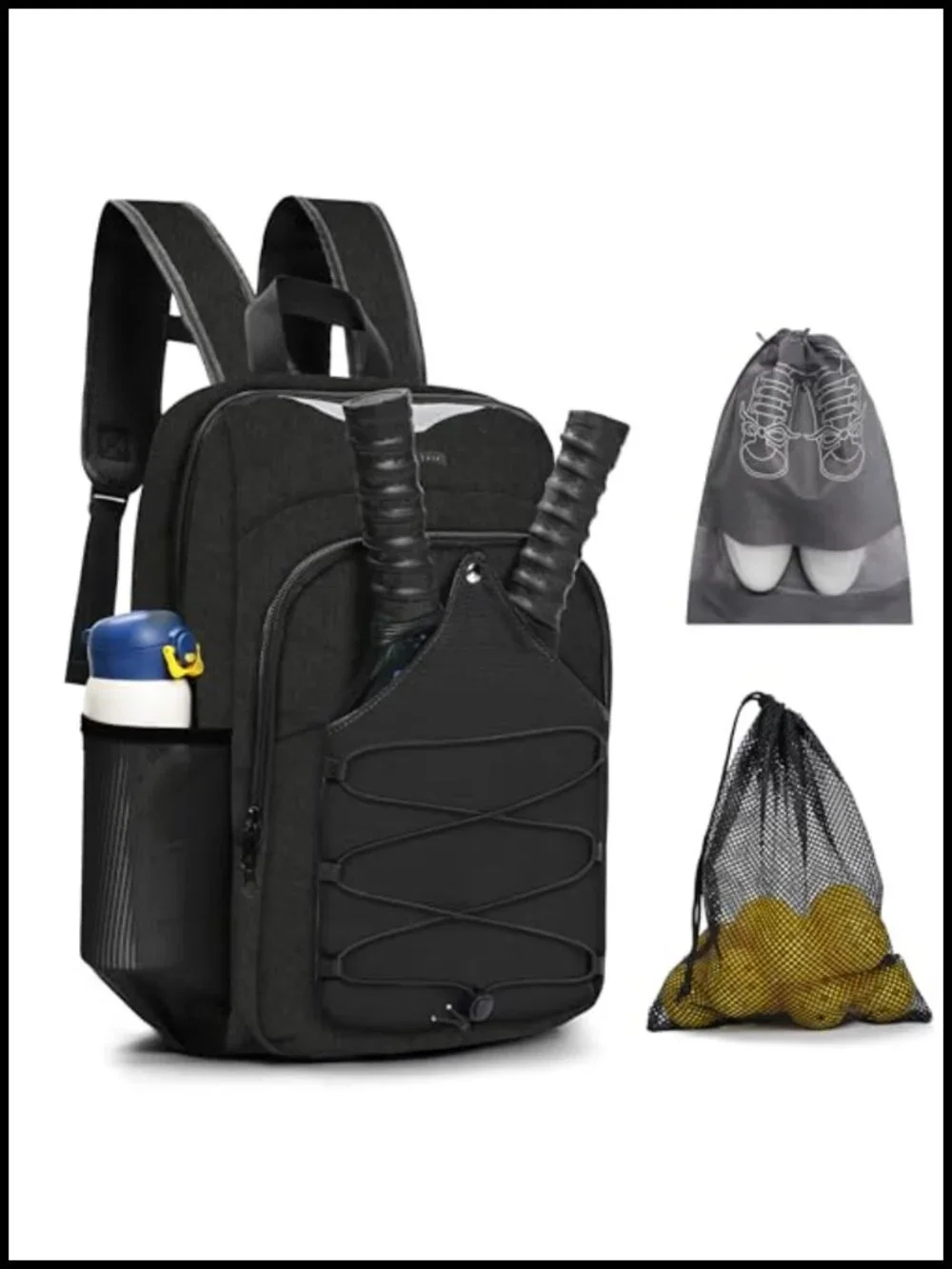 Pickleball Backpack with Ventilated Racket Compartments, Adjustable Sling Bag